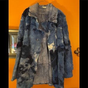 Blue rabbit fur jacket